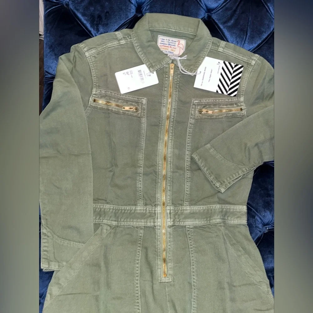 Sandrine Rose xFree People Army Zippers & Pockets Coverall Jumpsuit SzXS or SzS - Picture 4 of 16
